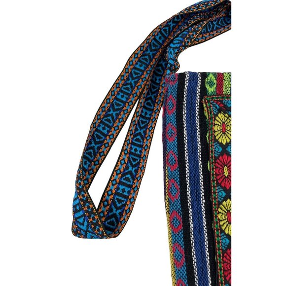 Handmade Multicolor Woven & Embroidered Boho Crossbody Bag Fringe & Beaded - Picture 3 of 12